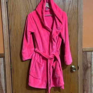 VICTORIAS SECRET PINK Cozy Plush Robe Fleece Robe‎ sz XS HOT PINK bling sequins